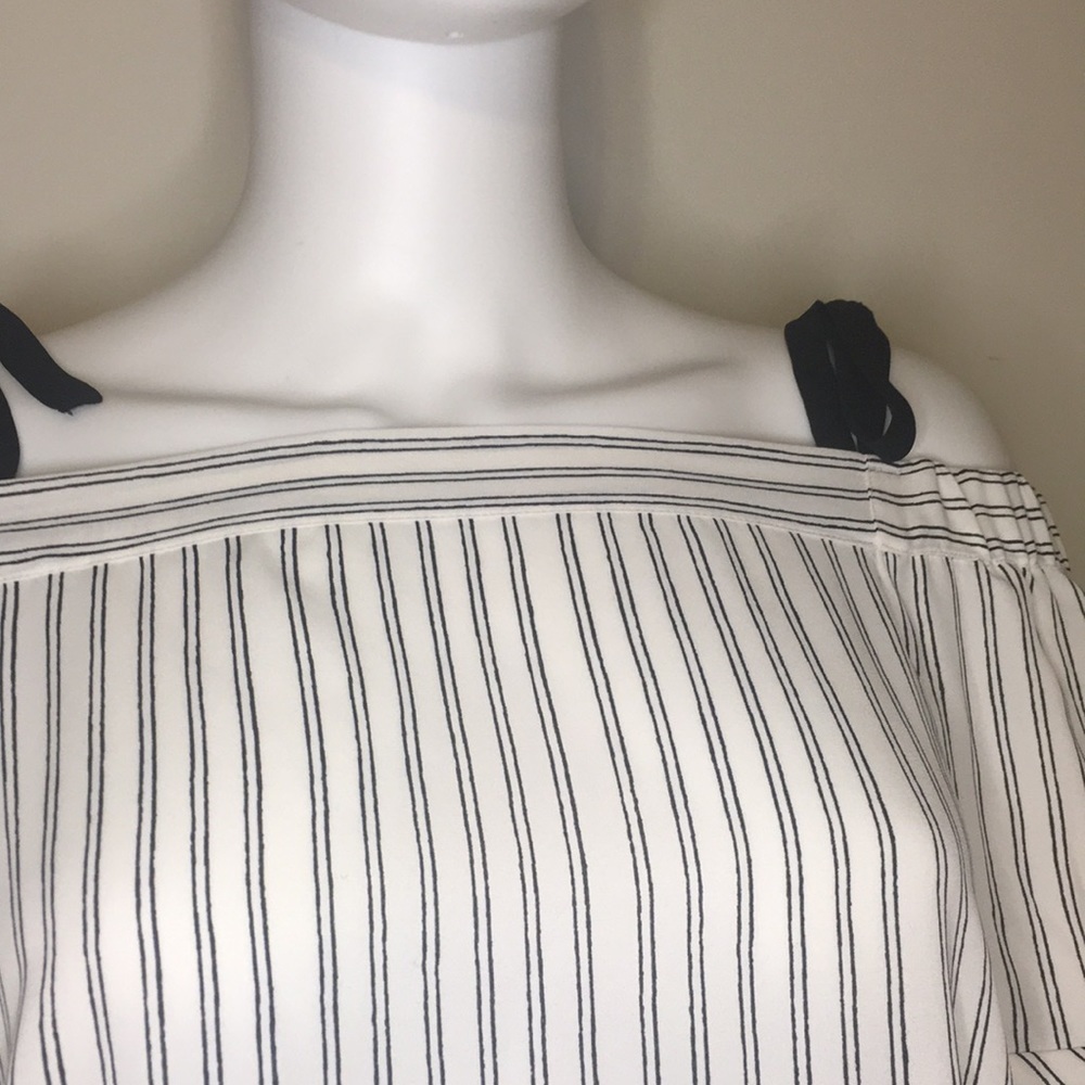 LOFT Striped Cold-Shoulder Blouse - Picture 4 of 9